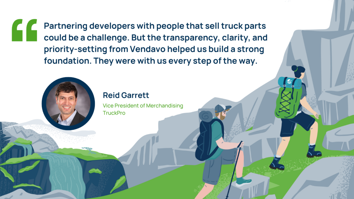 Vendavo testimonial graphic featuring TruckPro testimonial on pricing improvements and sales outcomes